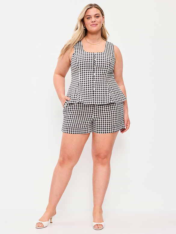 High-Waisted Linen-Blend Shorts -- 3.5-inch inseam