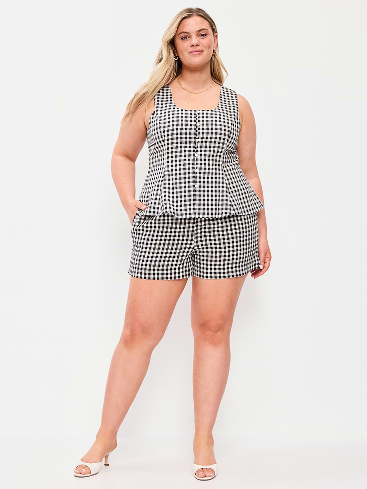 Image number 7 showing, High-Waisted Linen-Blend Shorts -- 3.5-inch inseam