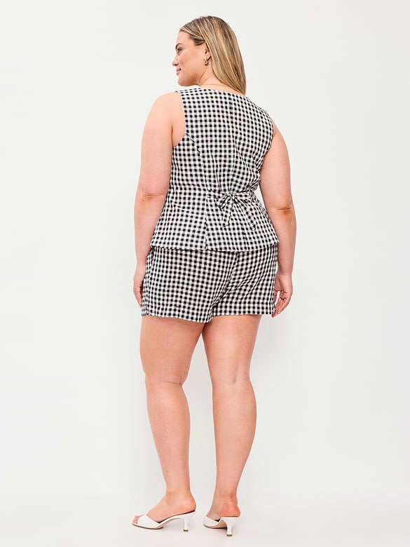 High-Waisted Linen-Blend Shorts -- 3.5-inch inseam