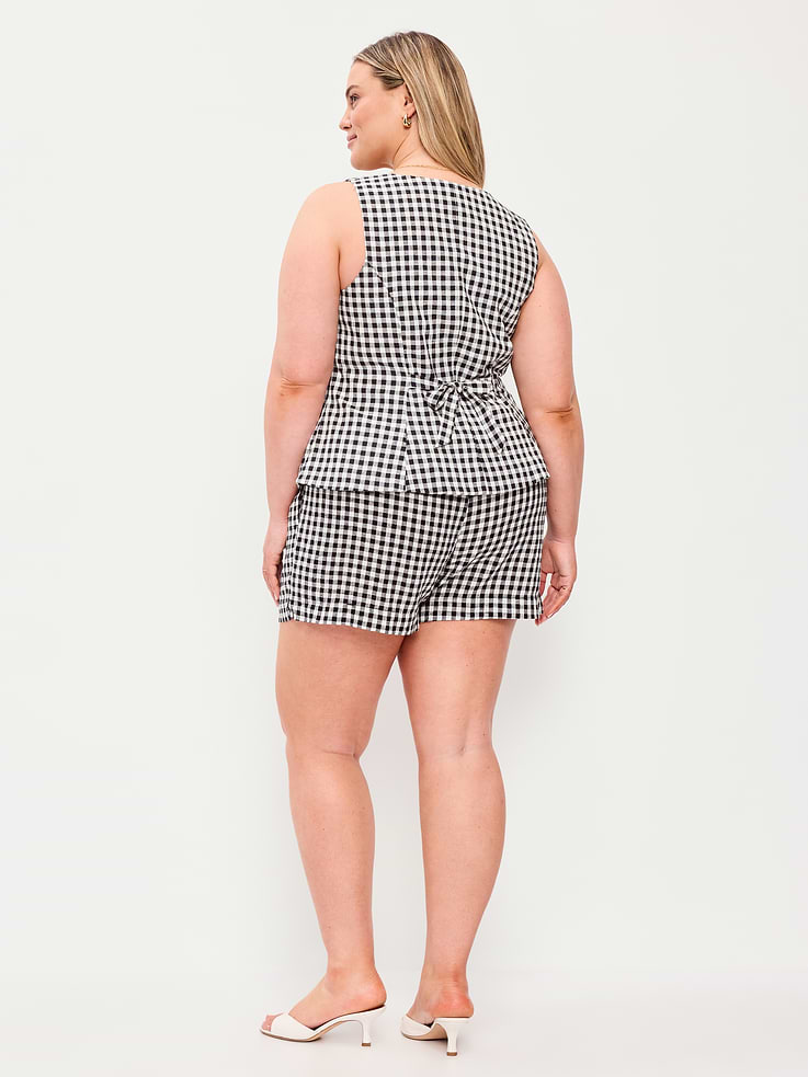 Image number 8 showing, High-Waisted Linen-Blend Shorts -- 3.5-inch inseam