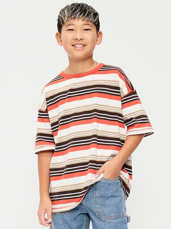 Oversized Short-Sleeve Striped T-Shirt for Boys