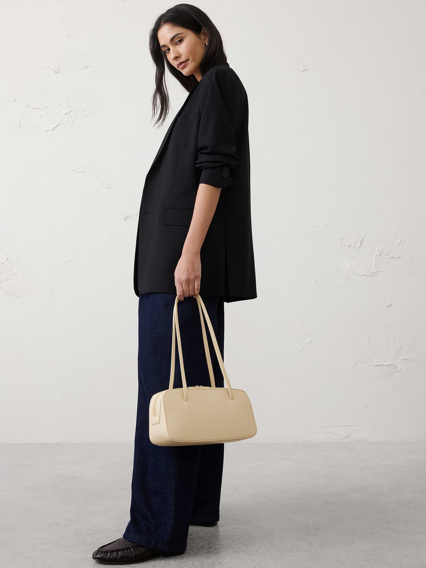 Image 2 of 7, Vegan Leather East West Top Handle Bag