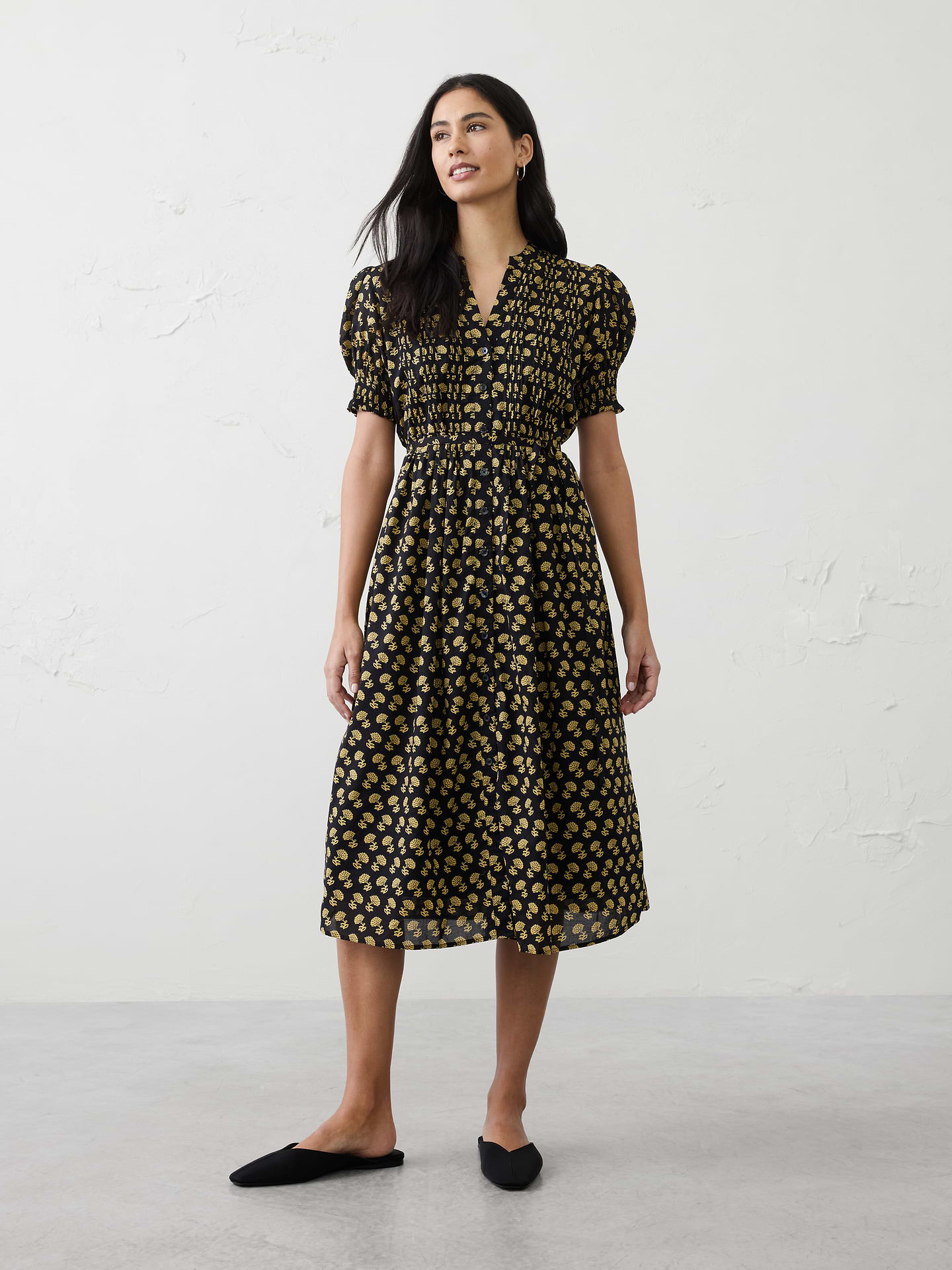 Image number 1 showing, Voile Pintuck Midi Dress
