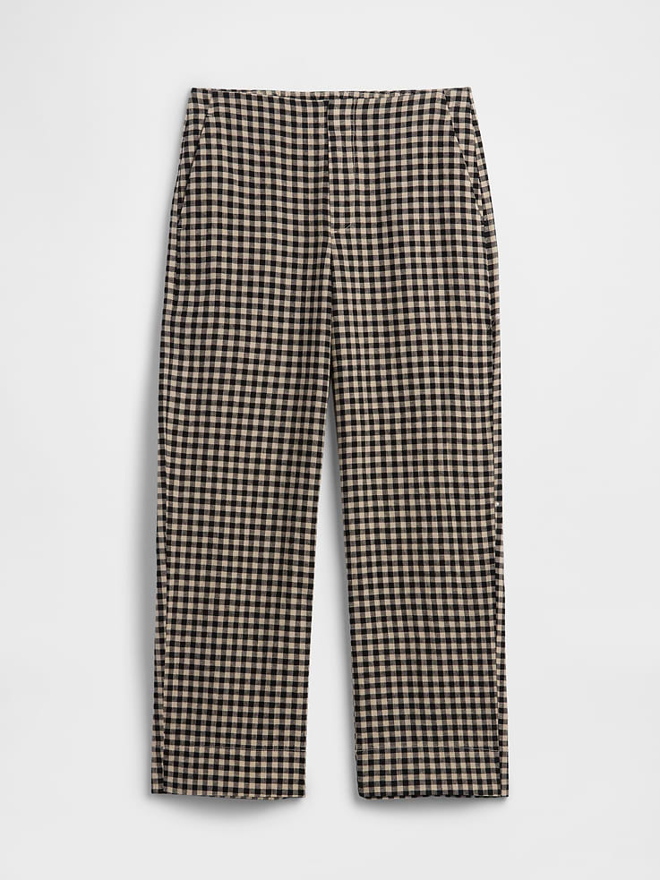 Image number 7 showing, High Rise Linen-Blend Straight Crop Pants