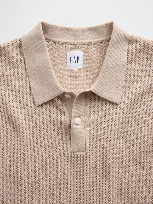 Crochet Sweater Polo Shirt