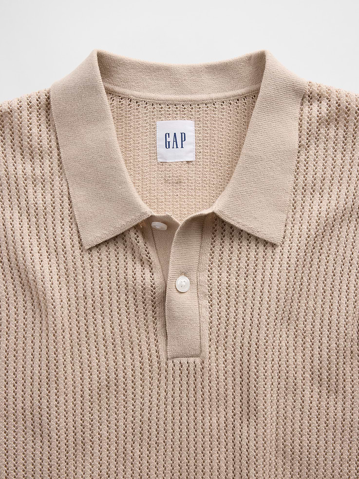 Image number 4 showing, Crochet Sweater Polo Shirt