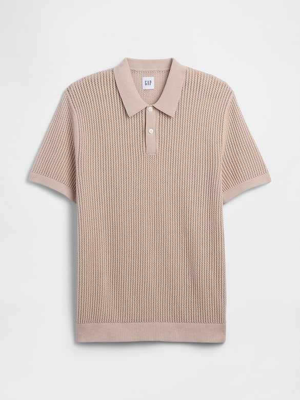 Crochet Sweater Polo Shirt