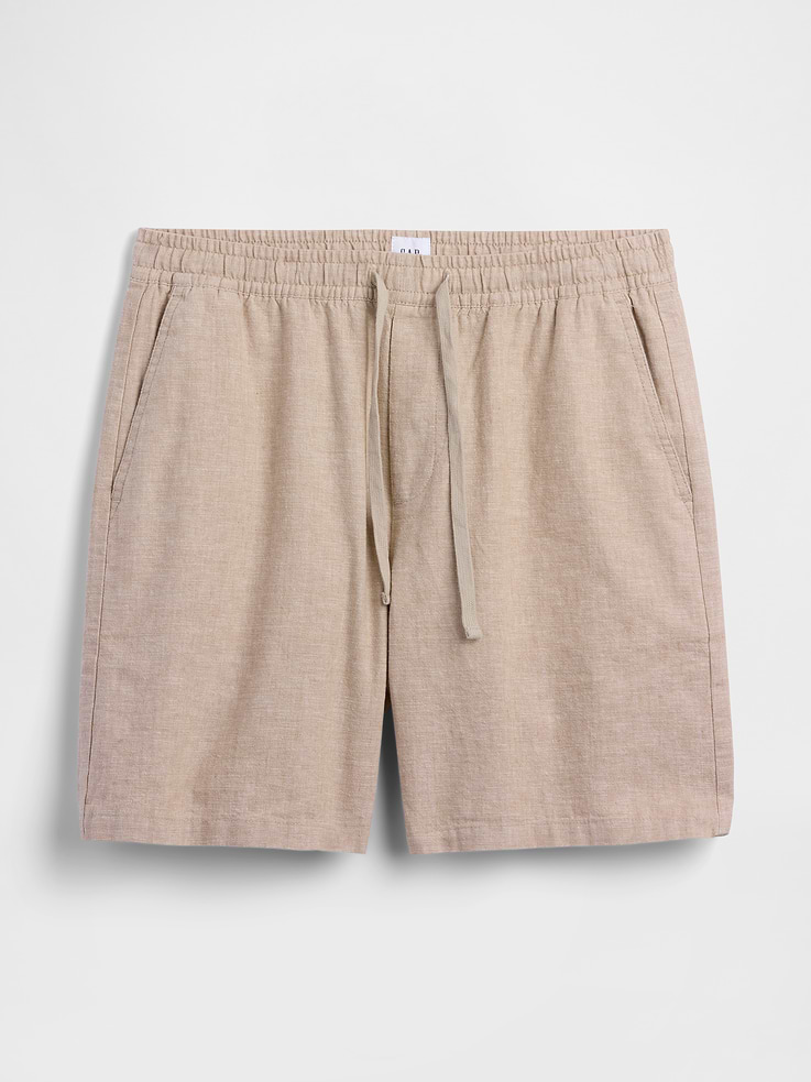 Image 6 of 6, 7" Linen-Blend Easy Shorts