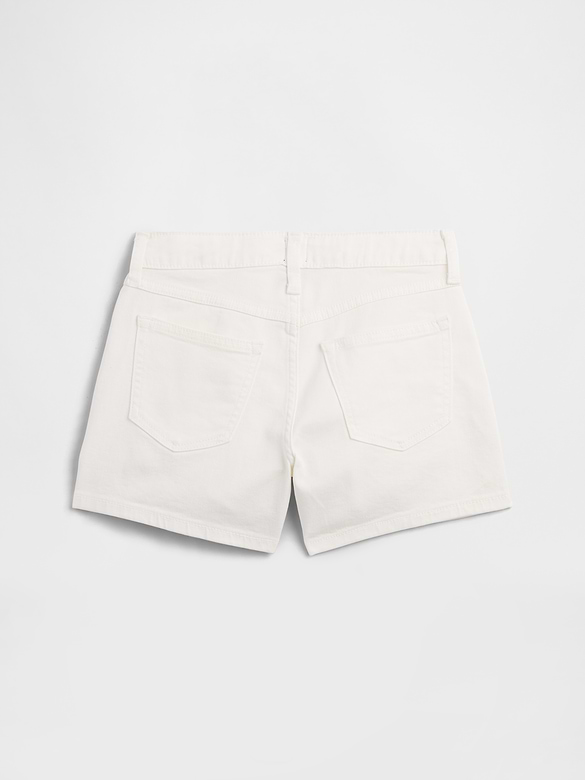 Kids High Rise Embroidered Denim Shorts
