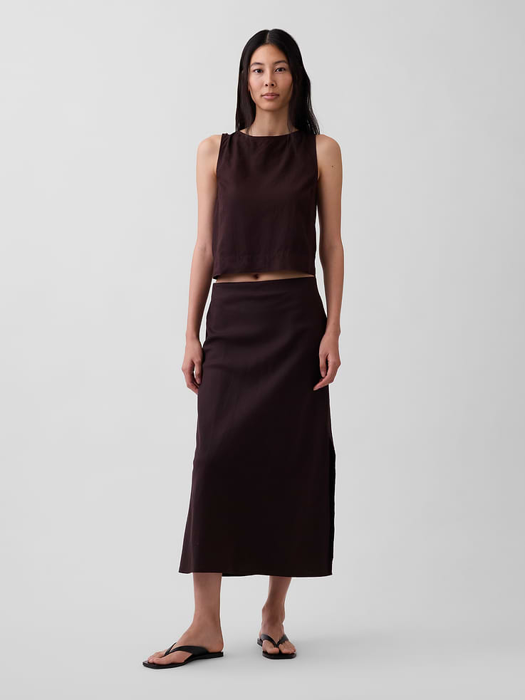 Image number 2 showing, Linen-Blend Crop Shell Tank Top