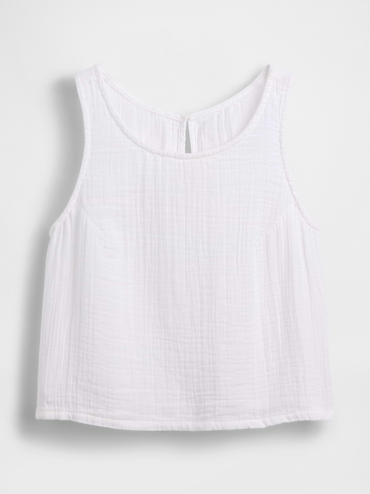 Image number 6 showing, Cotton Gauze Racer Shell Tank Top