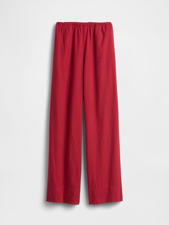 Linen-Blend Easy Wide-Leg Pants