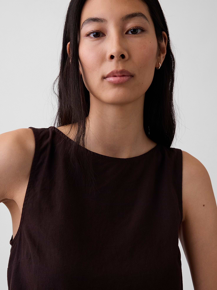 Image number 4 showing, Linen-Blend Crop Shell Tank Top