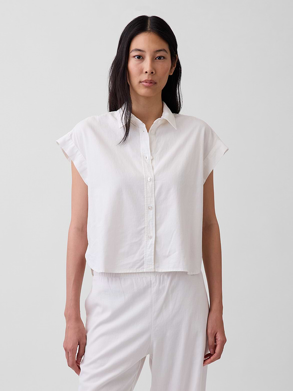 Linen-Blend Oversized Shirt