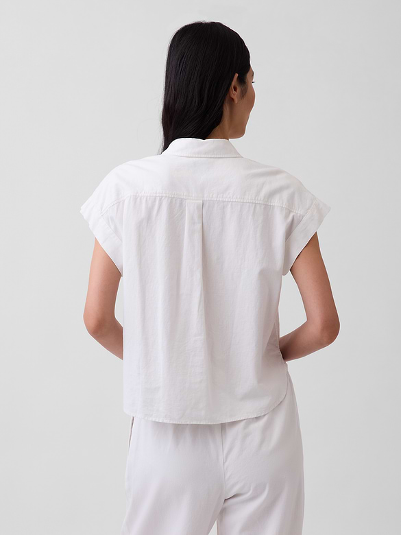 Linen-Blend Oversized Shirt