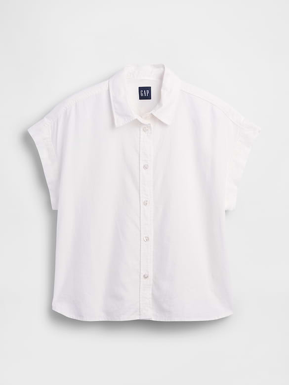 Linen-Blend Oversized Shirt