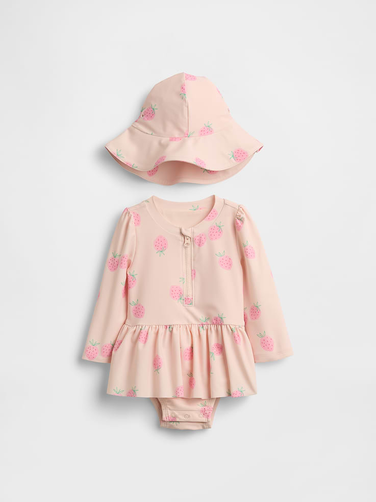 Image number 1 showing, Baby Strawberry Rash Guard Swim Set