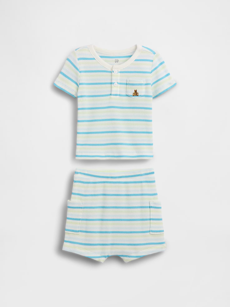 Image number 1 showing, Baby Waffle Henley Outfit Set