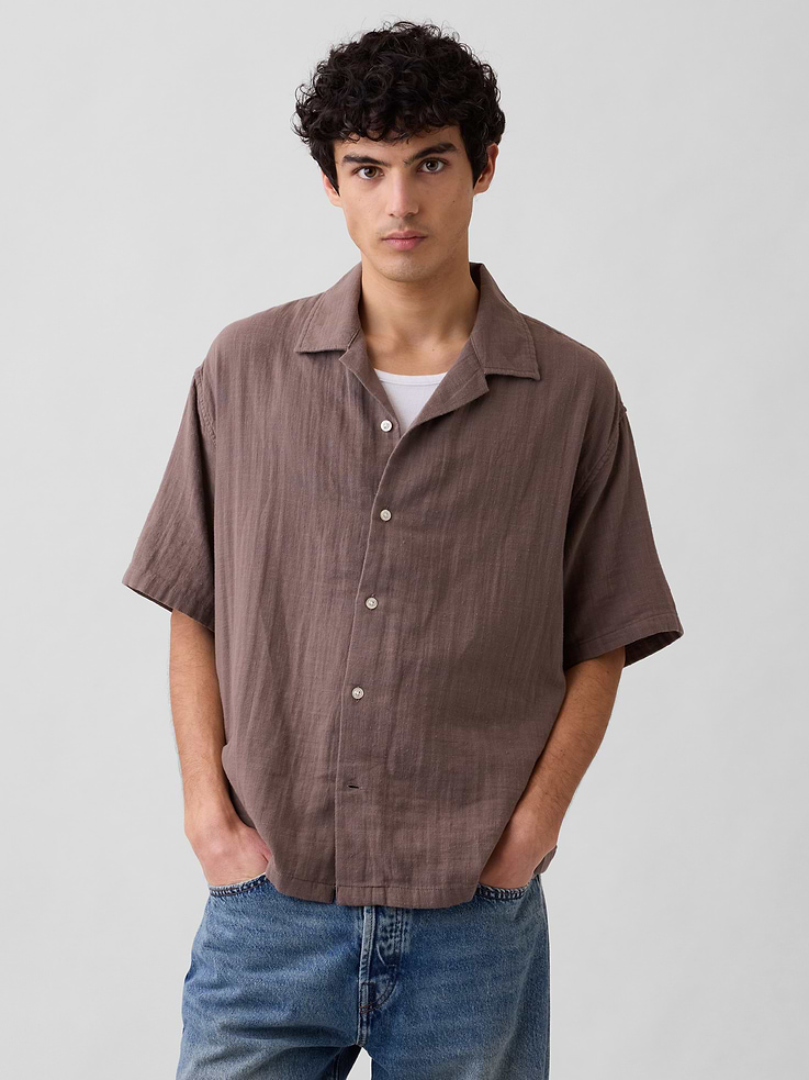 Image number 1 showing, Gauze Vacay Shirt in Boxy Fit