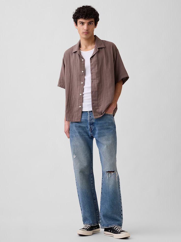 Image number 3 showing, Gauze Vacay Shirt in Boxy Fit