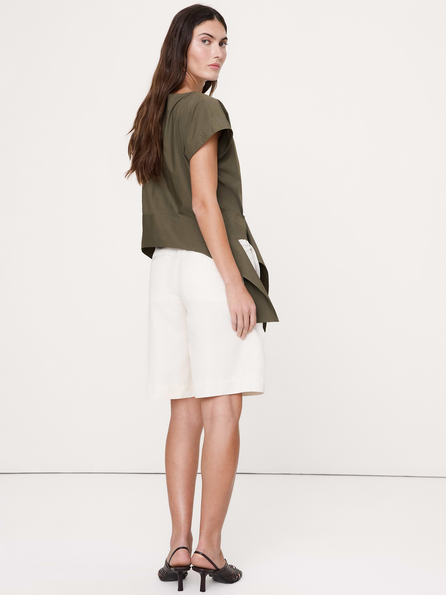 Image number 2 showing, Cotton Poplin Boatneck Asymmetrical Top