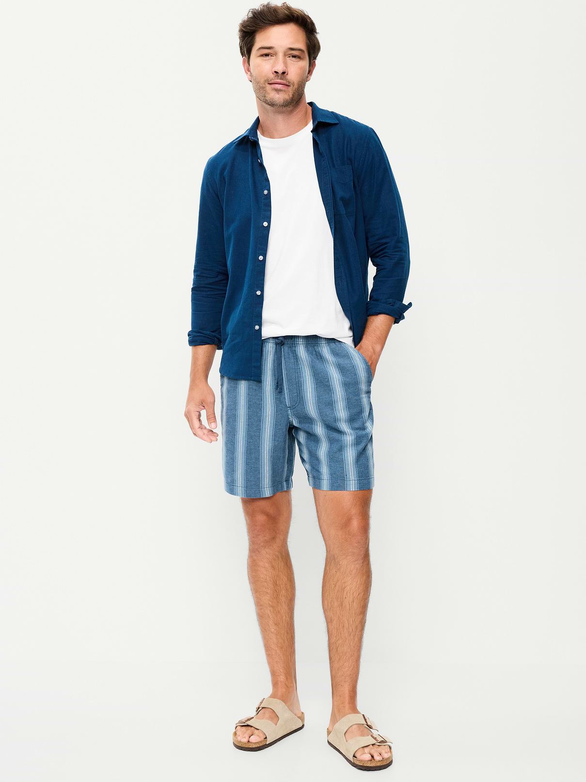Linen-Blend Jogger Shorts -- 7-inch inseam