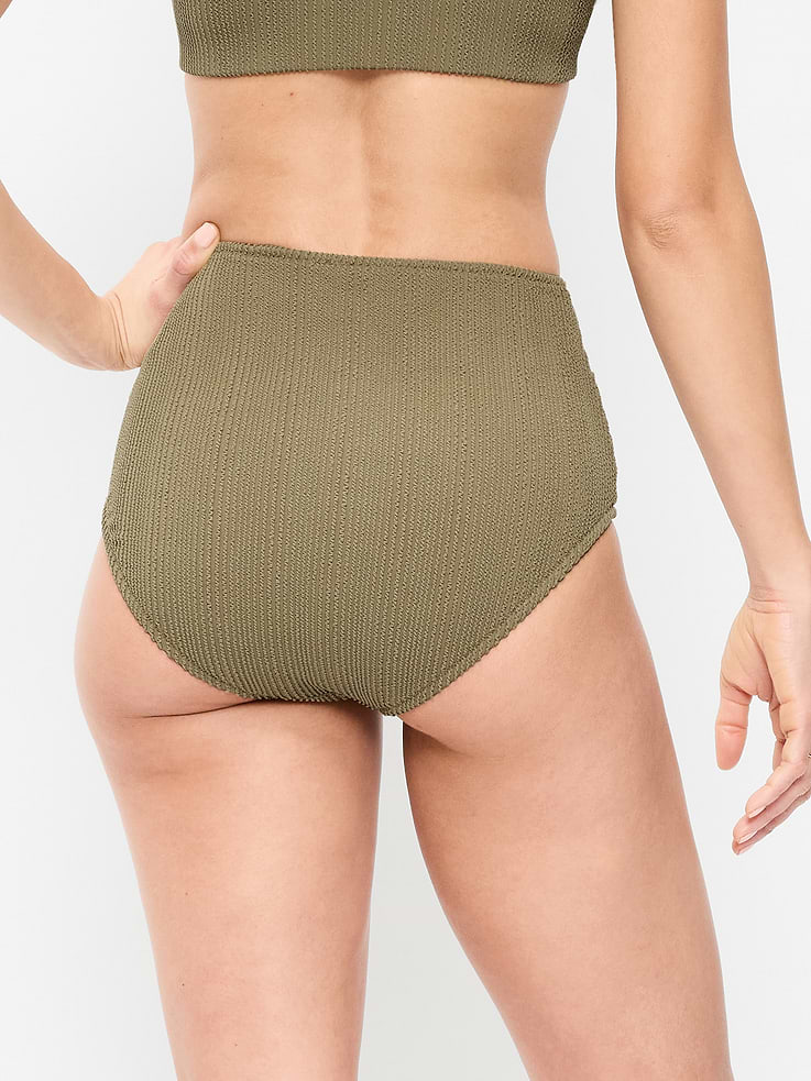Image number 2 showing, High-Waisted Ribbed Bikini Swim Bottoms