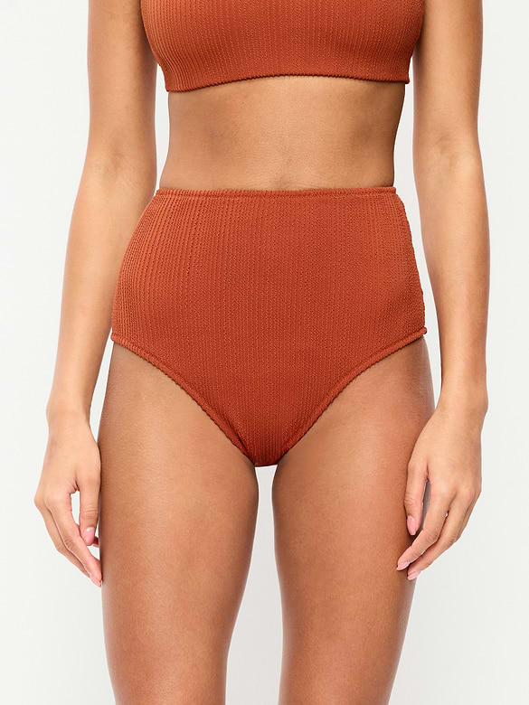High-Waisted Ribbed Bikini Swim Bottoms