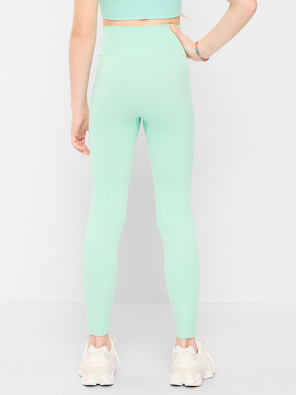 Fitted High-Waisted 7/8-Length Seamless Performance Leggings for Girls