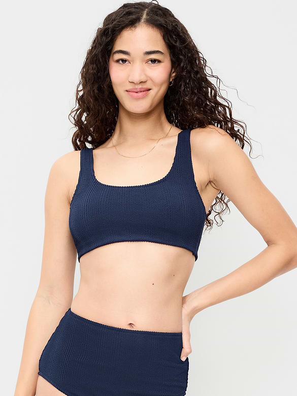 Ribbed Scoop-Neck Swim Top