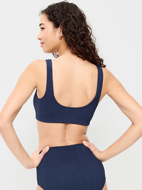 Ribbed Scoop-Neck Swim Top
