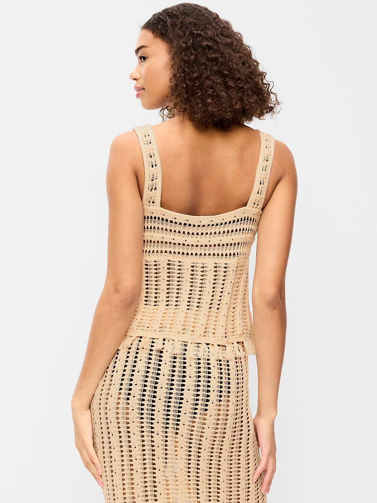 Image number 2 showing, Open-Weave Seaside Cotton Fringe Tank Top