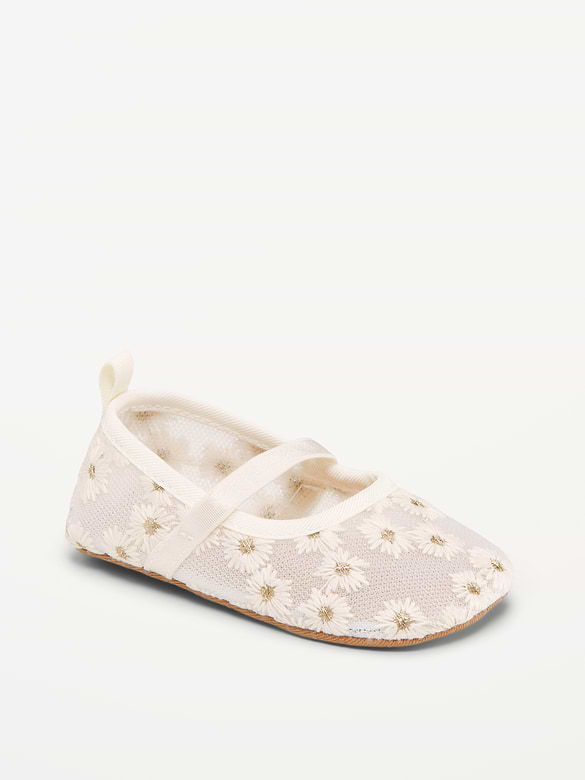 Ballerines en maille à motif floral pour bébé