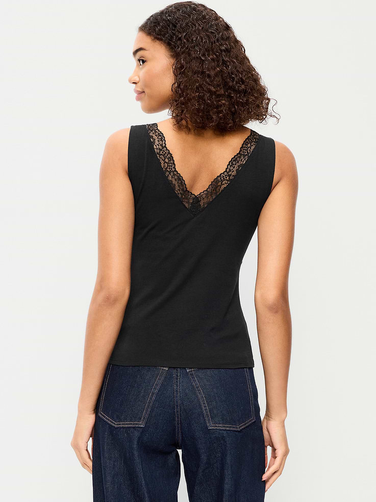 Image number 2 showing, Sleeveless Lace-Trim V-Neck Top