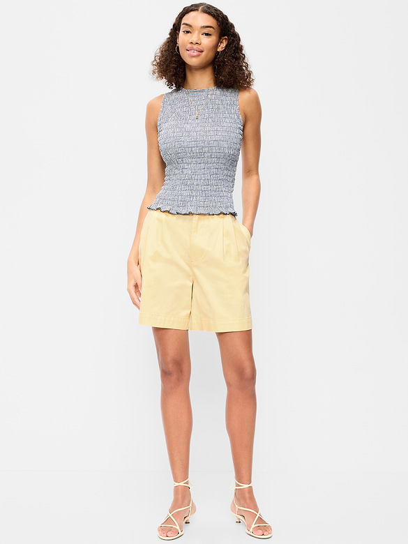Short chino authentique à taille haute, entrejambe de 4 cm