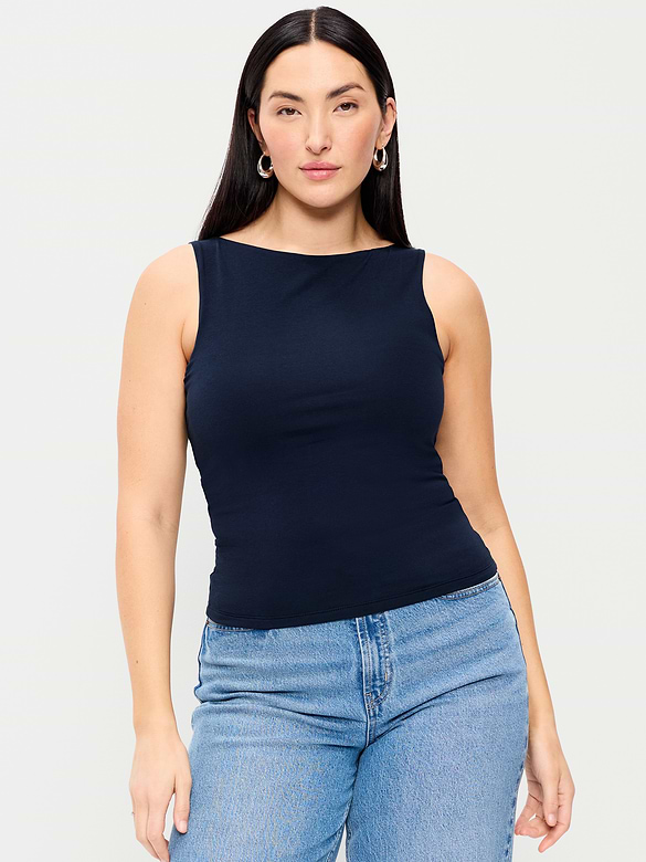 Hug Double-Layer Boat-Neck Top