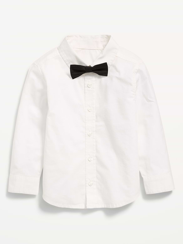 Long-Sleeve Bow-Tie Poplin Shirt for Toddler Boys
