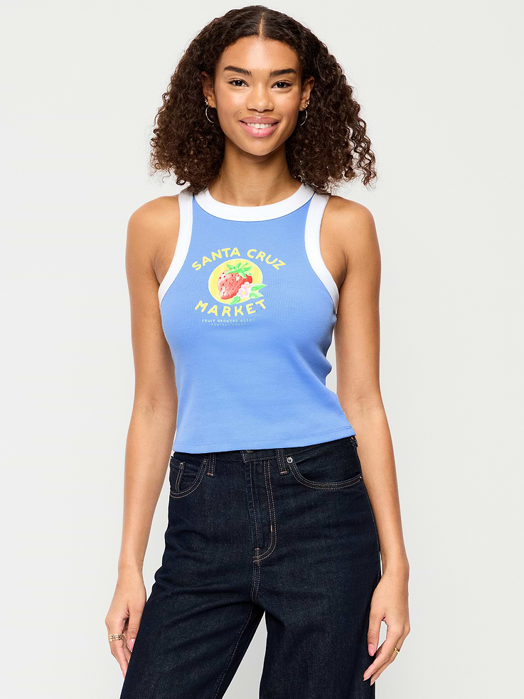 L'image numéro 1 présente Camisole courte moulante à imprimé