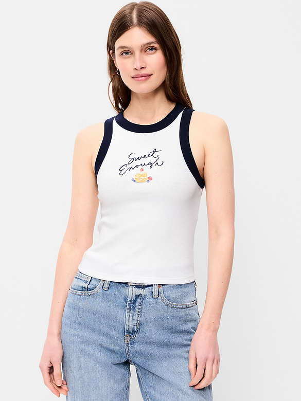 Snug Crop Graphic Tank Top