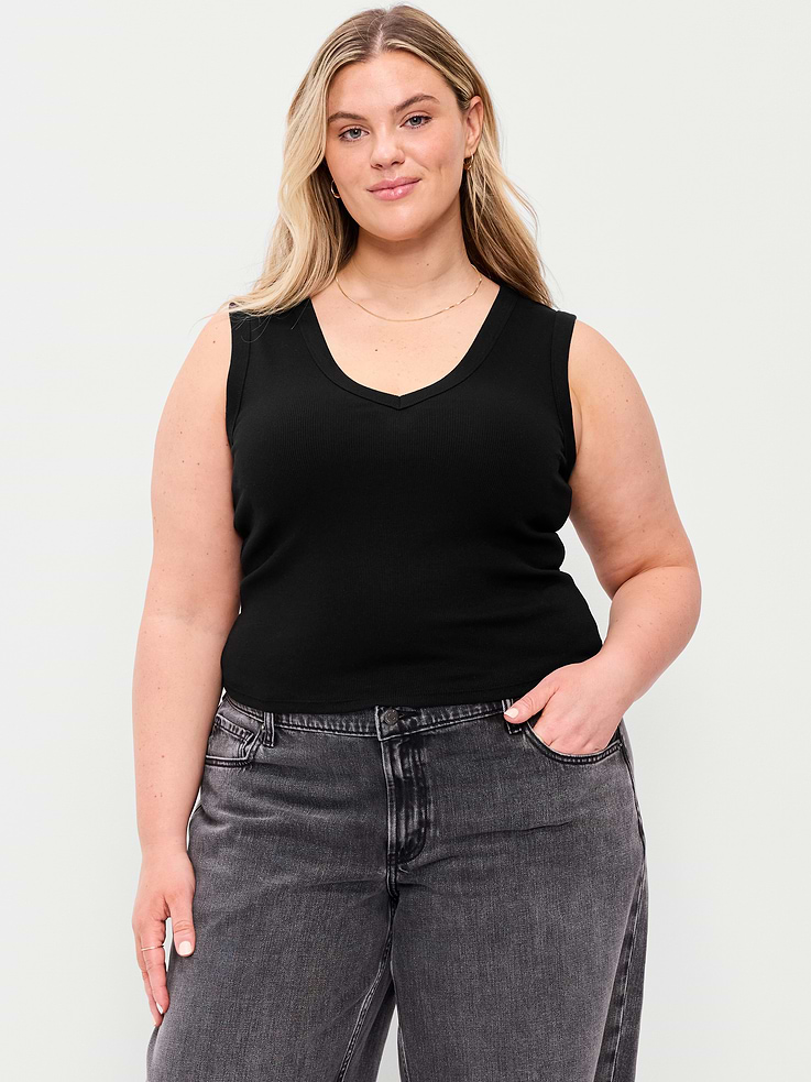 L'image numéro 7 présente Camisole courte moulante à encolure en V