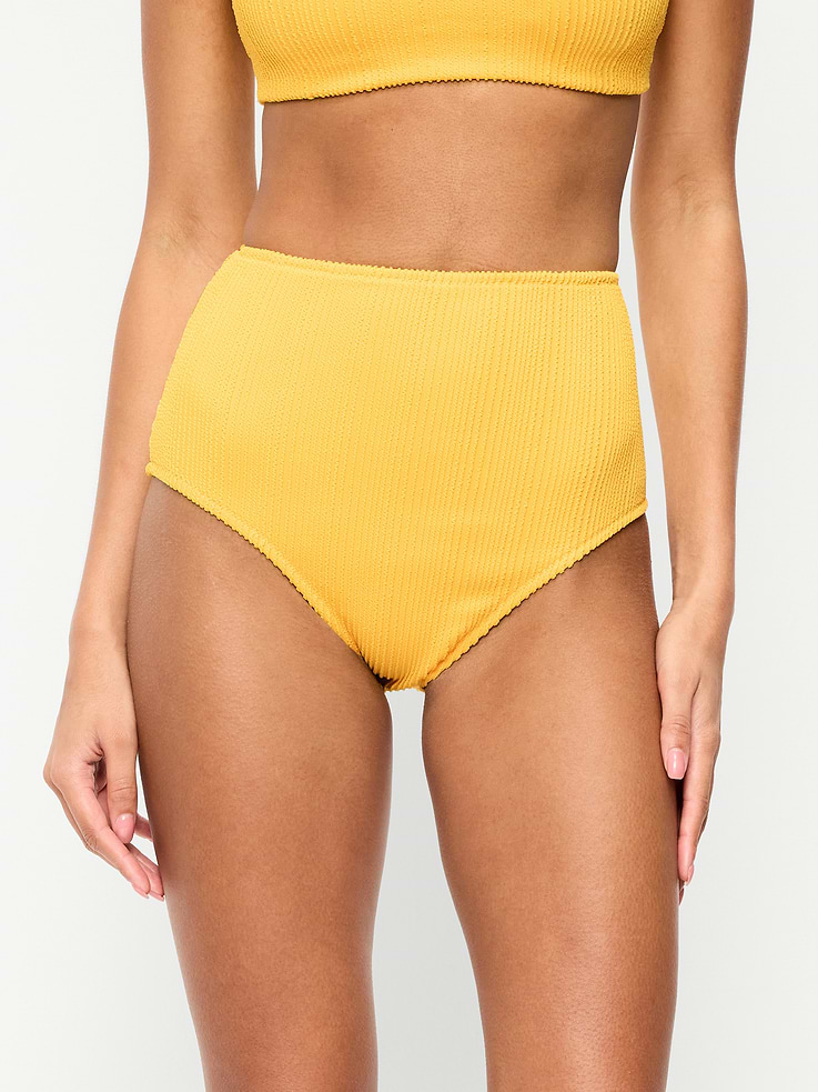 L'image numéro 1 présente Culotte de bikini côtelée à taille haute