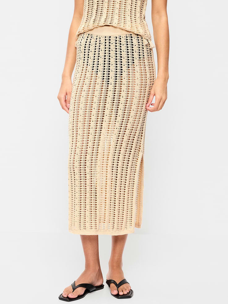 Image number 2 showing, Open-Weave Seaside Cotton Column Maxi Skirt