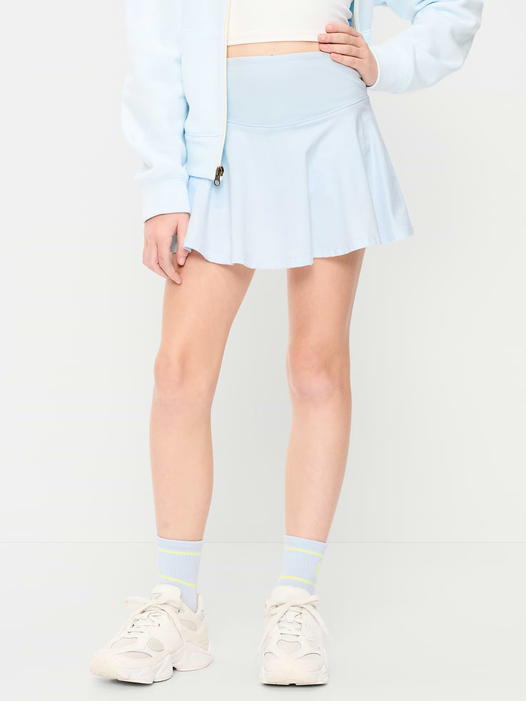 Image 1 of 5, built-in biker shorts, high-rise, elasticized waistband, mini-length skirt, easy pull-on style, Product #859947
