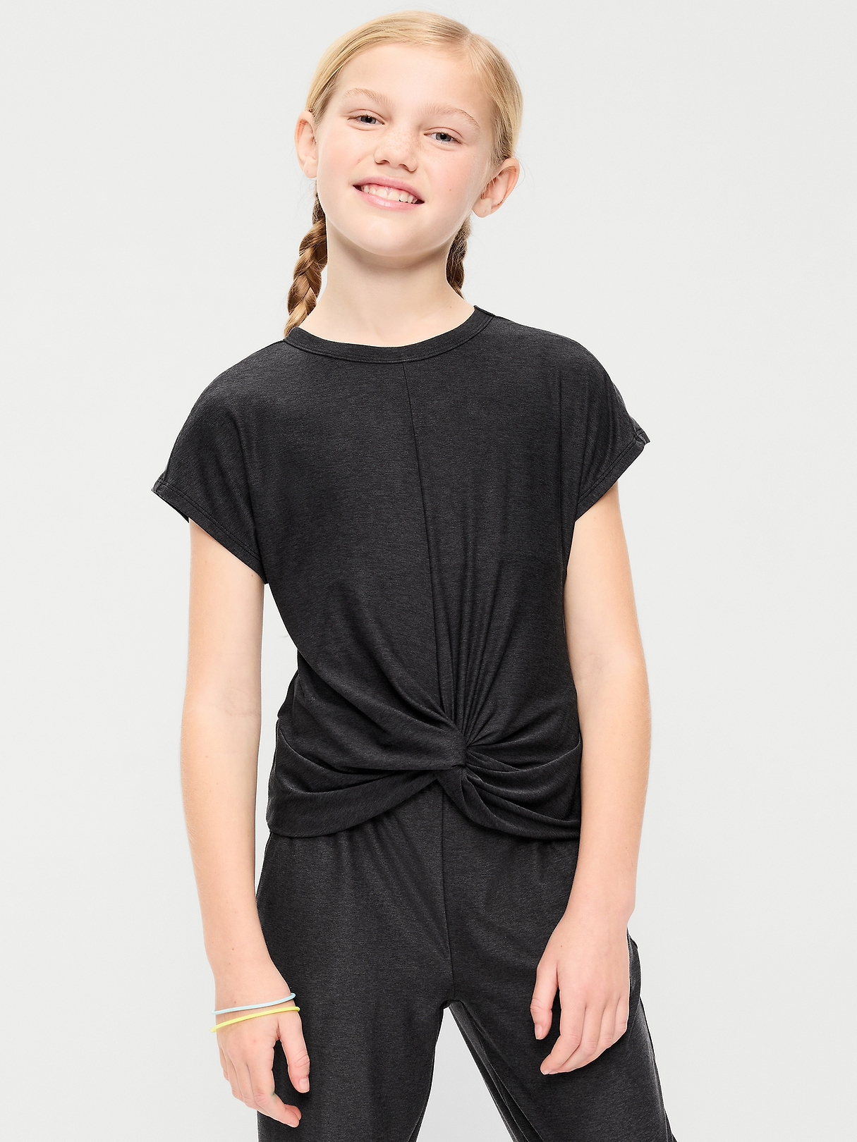 CloudMotion Short-Sleeve Front-Knot T-Shirt for Girls | Old Navy