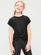 Image number 1 showing, CloudMotion Short-Sleeve Front-Knot T-Shirt for Girls