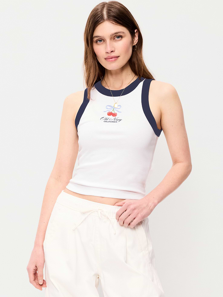 Image number 1 showing, Snug Ribbed Crop Tank Top