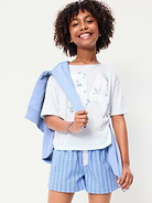 Image 3 of 4, Printed Twill Boxer Shorts for Girls