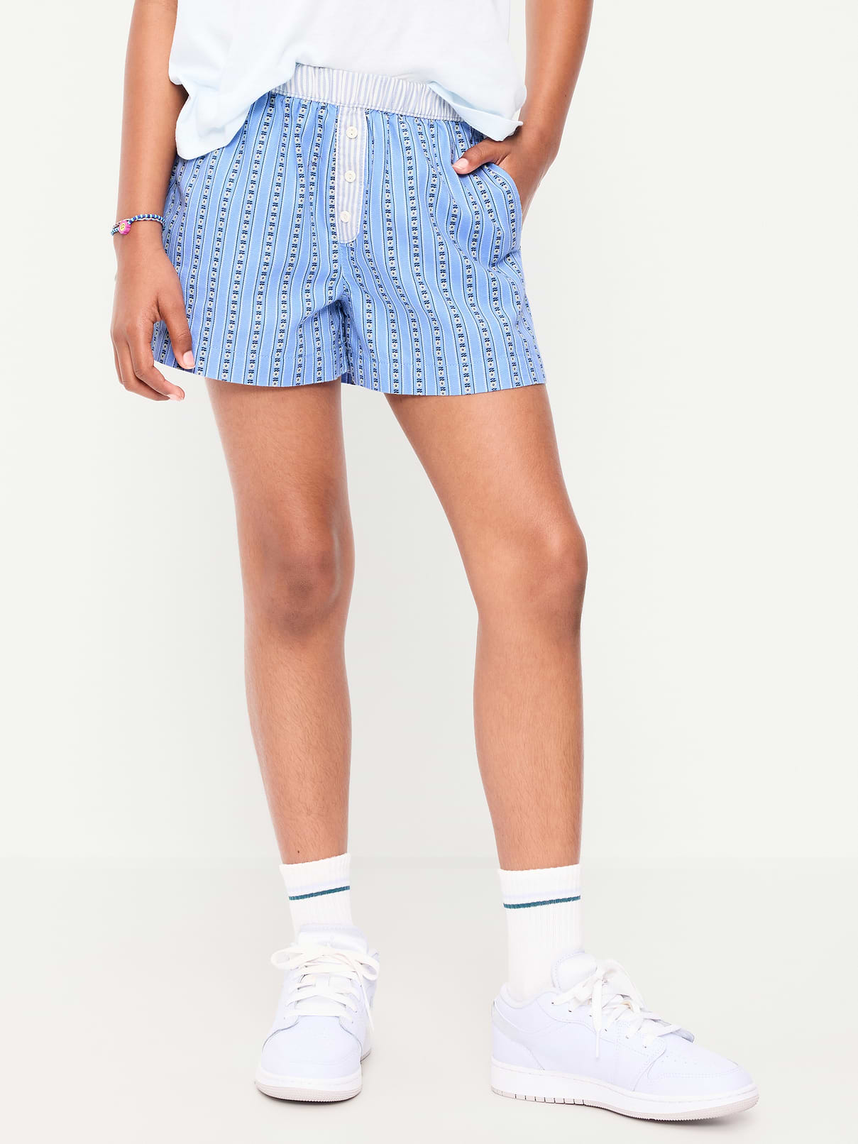 Image 1 of 4, elasticized waistband, decorative three-button, on-seam pockets, Product #885959