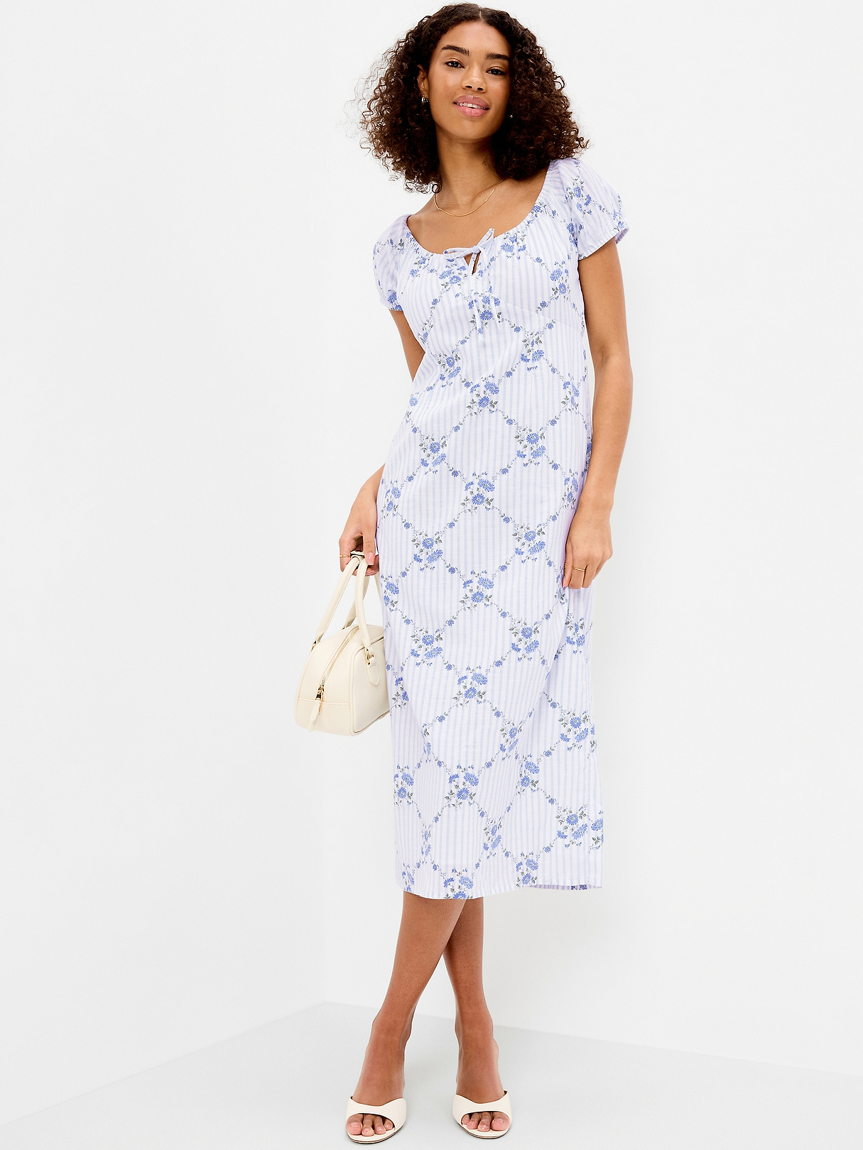 Short-Sleeve Scoop-Neck Midi Dress | Old Navy