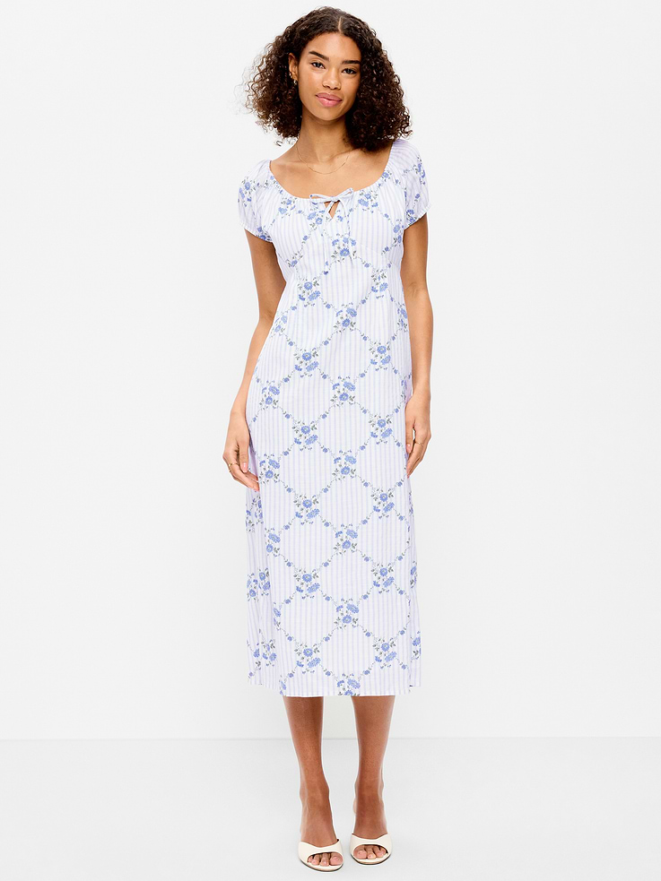 Image number 1 showing, Short-Sleeve Scoop-Neck Midi Dress